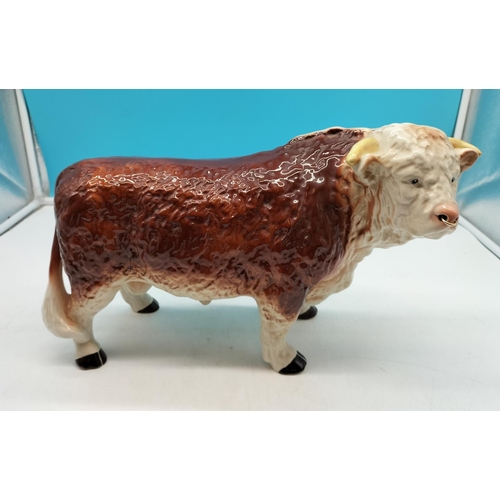 22 - Large Melba Pottery Butchers Shop Display Brown Bull Figure. 13cm High, 38cm x 25cm.