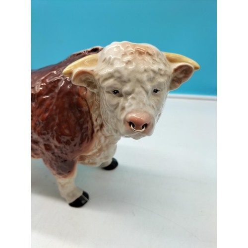 22 - Large Melba Pottery Butchers Shop Display Brown Bull Figure. 13cm High, 38cm x 25cm.