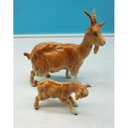 29 - Beswick Figures of a Goat and Kid. Slight Crazing to Glaze. Largest 15cm x 15cm.