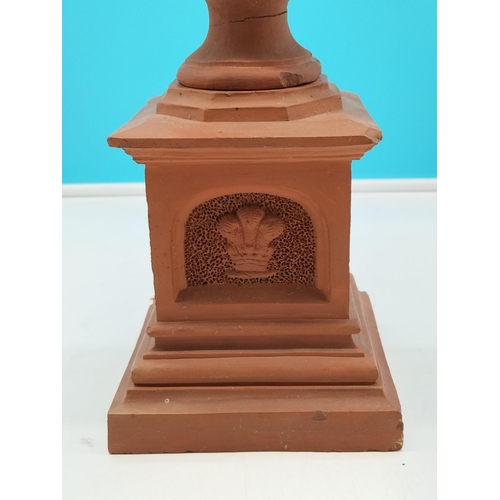 3 - Terracotta 47cm (h) Bust of Queen Victoria on Columned Base (15cm x 15cm). With Faults but Still a S... 