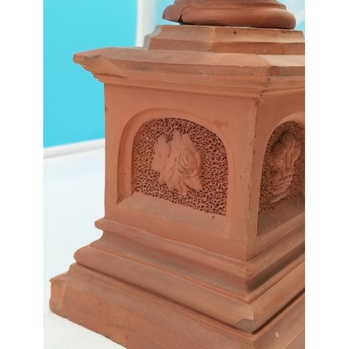 3 - Terracotta 47cm (h) Bust of Queen Victoria on Columned Base (15cm x 15cm). With Faults but Still a S... 