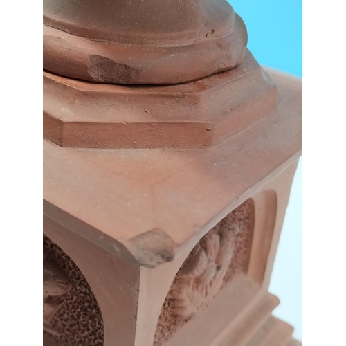 3 - Terracotta 47cm (h) Bust of Queen Victoria on Columned Base (15cm x 15cm). With Faults but Still a S... 