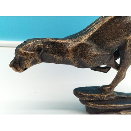 32 - Cast Metal Bronzed Figure of a Running Cheetah. 14cm High x 30cm Long.