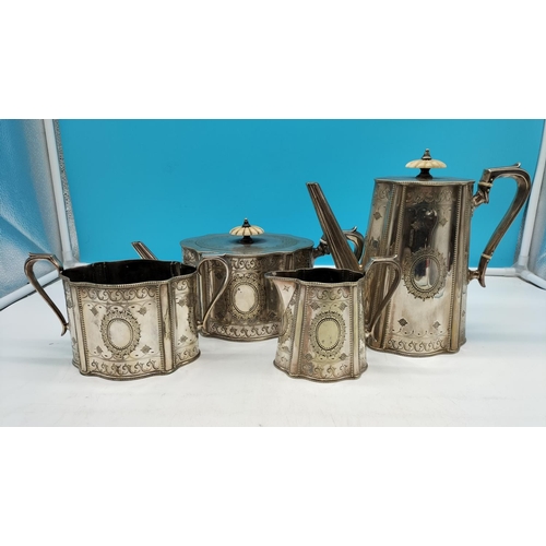 4 - Victorian 4 Piece Silver Plate Tea Set possibly by Roberts Cadman & Co. Tallest 22cm.