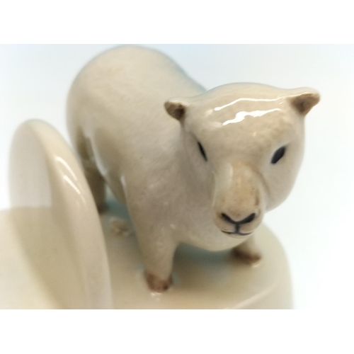 42 - Quail Pottery 'Lamb' Toast Rack. 9cm High, 19cm x 7cm.