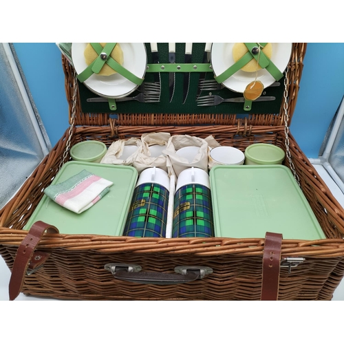 65 - Vintage Brexton Picnic Basket with 4 Setting Service.