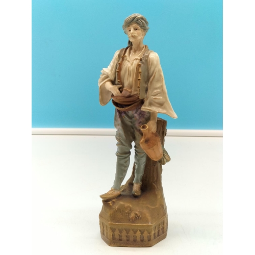 38 - Antique c1890s Austrian 'Turn Wein' 23cm Figure by Ernst Wahliss. Crown Mark to inside of Base.