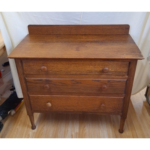 50A - 1930s Three Drawer Chest of Drawers. 88cm High, 92cm x 48cm. Collection Only.