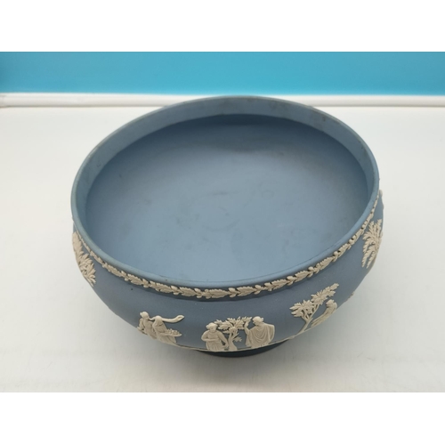 82 - Wedgwood Jasper Footed Bowl. 13cm High, 22cm Diameter.