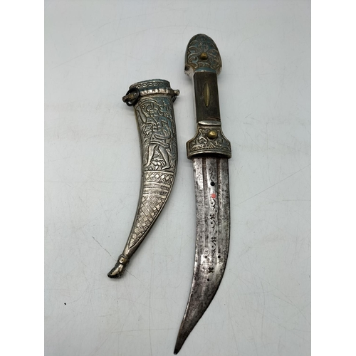 52 - Vintage Islamic/Indian Daggers in Sheaths (2). One Sheath A/F.