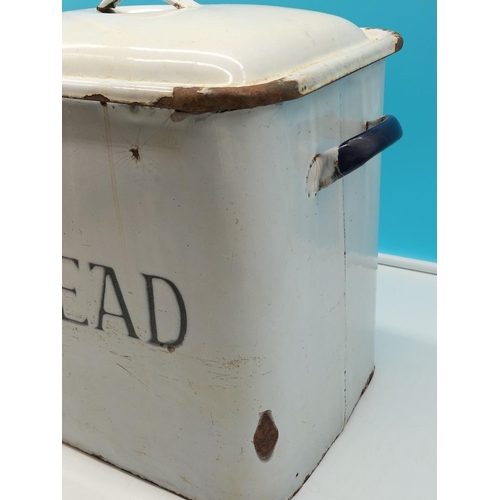 54 - Vintage Enamelled Bread Bin. 32cm x 23cm x 33cm.