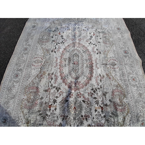 25A - Large Floral Style Design Silken Kashmir Rug 295 x 185cm Collection Only