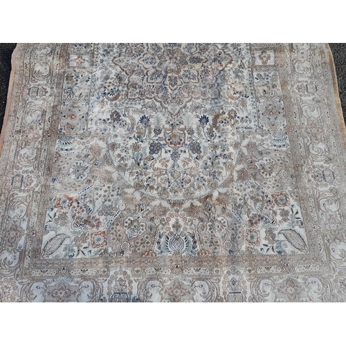 45A - Large Floral Design Silken Kashmir Rug 285 x 180cm Collection Only.