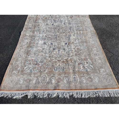 45A - Large Floral Design Silken Kashmir Rug 285 x 180cm Collection Only.