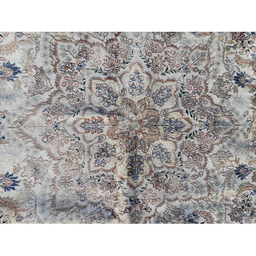 45A - Large Floral Design Silken Kashmir Rug 285 x 180cm Collection Only.