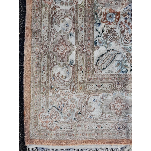 45A - Large Floral Design Silken Kashmir Rug 285 x 180cm Collection Only.