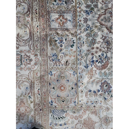 45A - Large Floral Design Silken Kashmir Rug 285 x 180cm Collection Only.