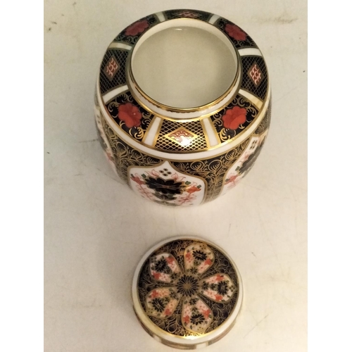 10 - Royal Crown Derby Old Imari Pattern 1128 Ginger Jar 10cm Diameter x 11.5cm (h) Second quality