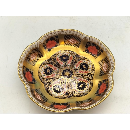 113 - Royal Crown Derby Pattern 1128 Oval Dish and Round Scalloped Edge Dish. Both Seconds Quality.