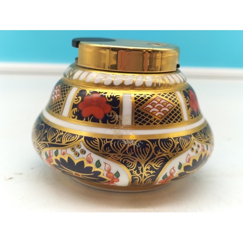 15 - Royal Crown Derby Old Imari Pattern 1128 Table Lighter 9cm Diameter x 6.5cm (h)