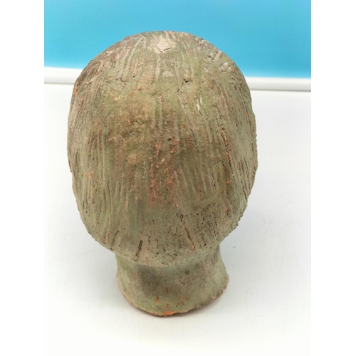 159 - Terracotta Art Deco Head of an Woman. 17cm High, 15cm x 12cm. Some Chipping.