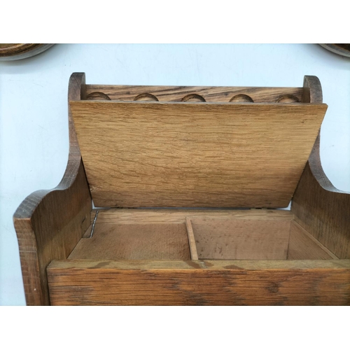 169 - Wooden 26cm Candlesticks (2) plus Musical Trinket Box in the Shape of a Church Pew. 18.5cm x 17cm x ... 