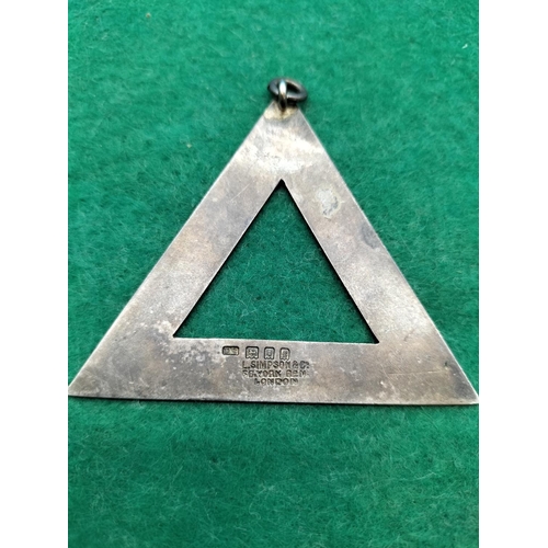 175 - Silver Hallmarked Masonic Triangle. 6cm x 6cm. 17.5 Grams.