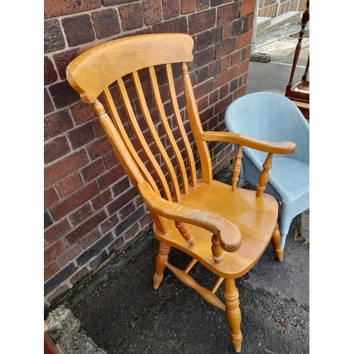 175A - Large Wooden Carver Chair plus Lloyd Loom Style Chair. Largest 112cm high, 66cm x 49cm. Seat Height ... 