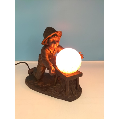 207 - Bronze Effect 'Young Child' Table Lamp. W/O 30cm x 30cm