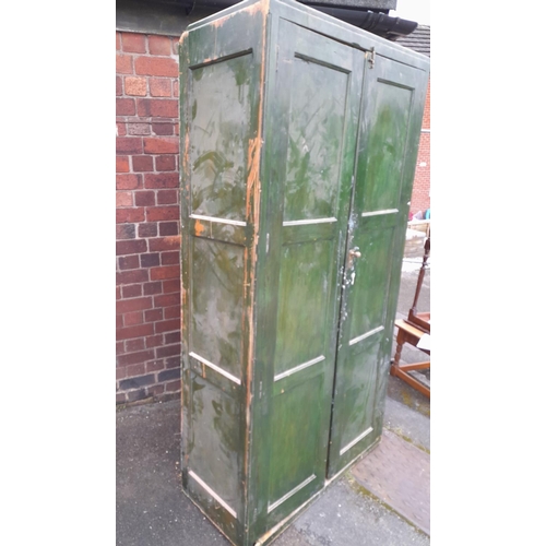 215A - Pitch Pine School Cupboard with Shelves. Requires Attention. 204cm High, 109cm x 46cm. Collection On... 