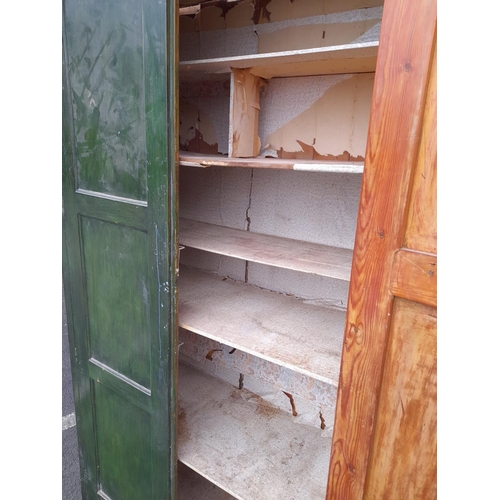 215A - Pitch Pine School Cupboard with Shelves. Requires Attention. 204cm High, 109cm x 46cm. Collection On... 