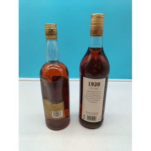 231 - 2 x 1L Bottles of Brandy - Napoleon and 1920.