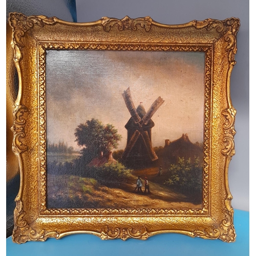 238 - Framed 19th Century Oil on Canvas of 'The Windmill' Walton Heath Surrey. Unsigned. 28cm x 28cm.