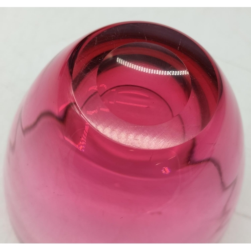 260 - Whitefriars Pink Bowl, Ruby and Clear Glass Bowl plus a Basket. Largest 10cm High, 24cm x 16cm.