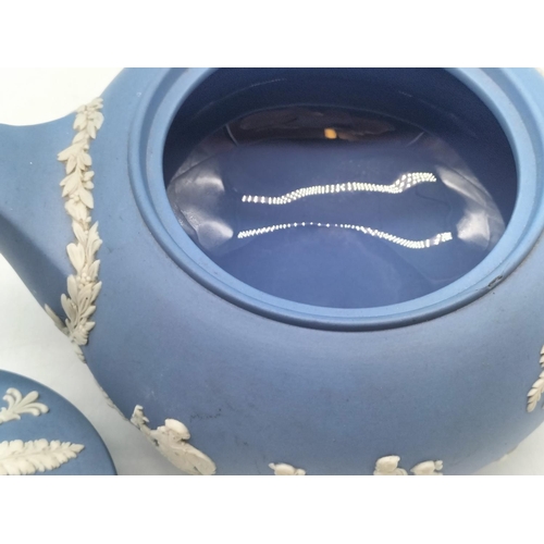 277 - Wedgwood Jasper Teapot. 11cm High, 19cm Spout to Handle.