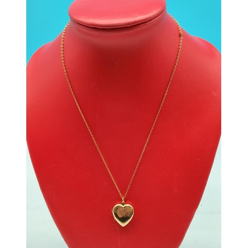 285 - 9ct Gold Chain (1.2 Grams) with 9ct Front and Back Heart Locket.