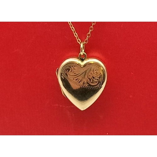 285 - 9ct Gold Chain (1.2 Grams) with 9ct Front and Back Heart Locket.