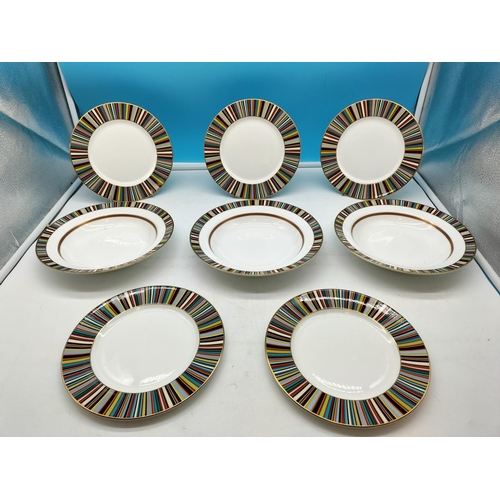 309 - Paul Smith for Thomas Goode 21cm Side Plates (5) plus 23cm Dessert Bowls (3).