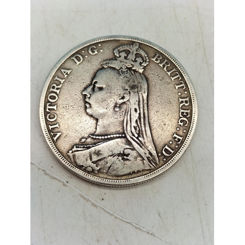 33 - Silver 1890 Queen Victoria Crown