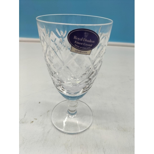 330 - Royal Doulton Finest Crystal Set of 6 13cm Wine Glasses in the 'Georgian' Pattern.