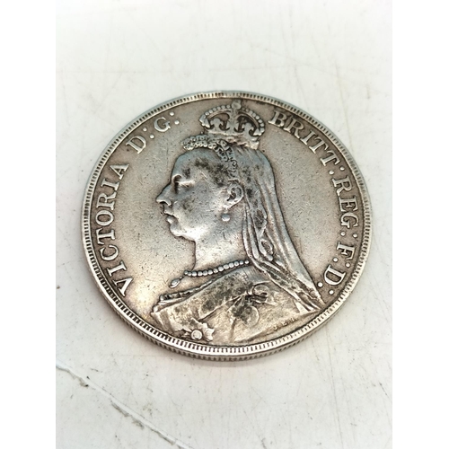 34 - Silver 1890 Queen Victoria Crown