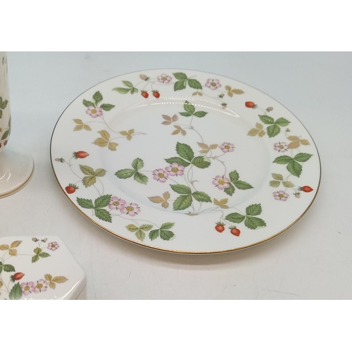 340 - Wedgwood 'Wild Strawberry' 17.5cm Vase, Lidded Trinket and Dinner Plate.