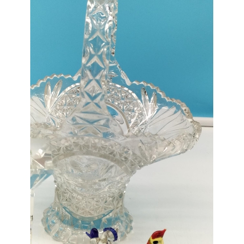 341 - Collection of Glass to include Vase, Basket, Candlesticks plus Murano Glass Animal Figures. Basket 2... 