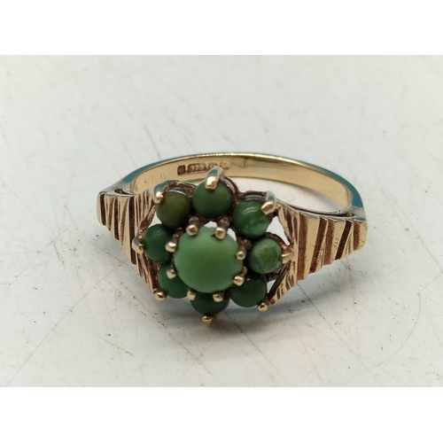 36 - Hallmarked 9ct Gold Ring With Turquoise Stones. Size K 2.5g