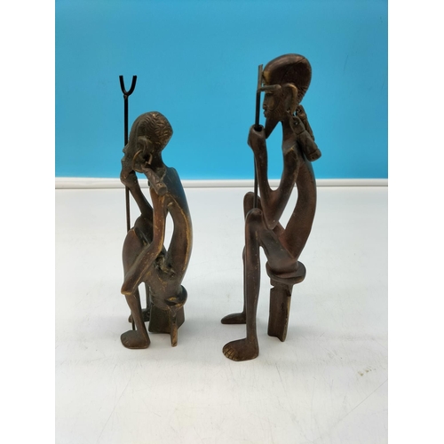 4 - Bronze Tribal Figures (2). Tallest 23cm.