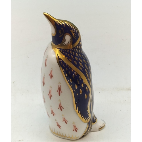 40 - Royal Crown Derby Penguin Paperweight. Gold Stopper 14cm (h)