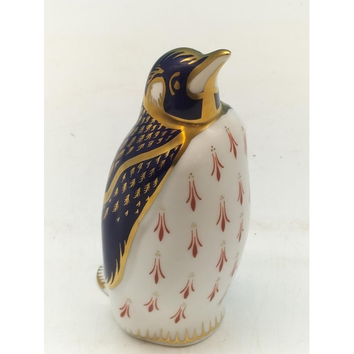 40 - Royal Crown Derby Penguin Paperweight. Gold Stopper 14cm (h)