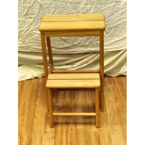 402 - Wooden Step Stool. 38cm High, 20cm x 55.5cm. Collection Only.