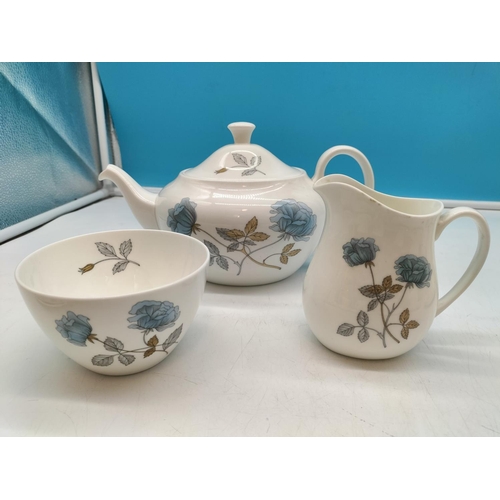 404 - Wedgwood 'Ice Rose' 15 Piece Part Tea Set to include Teapot, Sugar, Cream, Cups and Saucers.