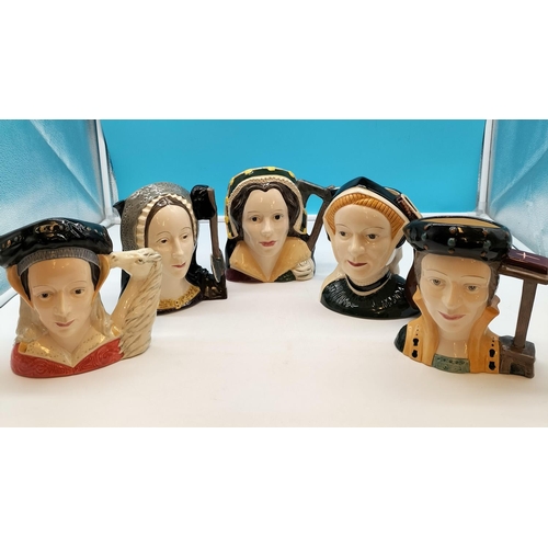 429 - 5 x Royal Doulton 'Wives of Henry VIII' 19cm Character Jugs - Catherine Parr, Anne Boleyn, Catherine... 